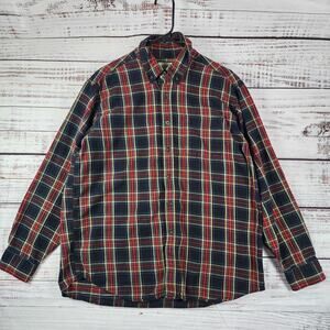 LL Bean Plaid Multi Colored Button Down Flannel Shirt Men’s‎ Sz L 228061